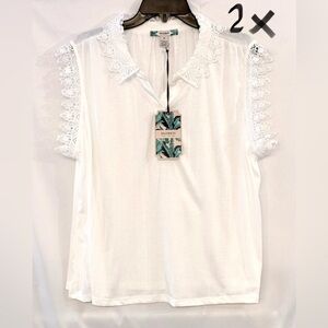 Madison White Lace-Trim V-Neck Camisole